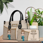 Personalized Nurse Leather Bag – Custom Medical Handbag & Purse Set with Name Gifts for Nursing Student Christmas Gift