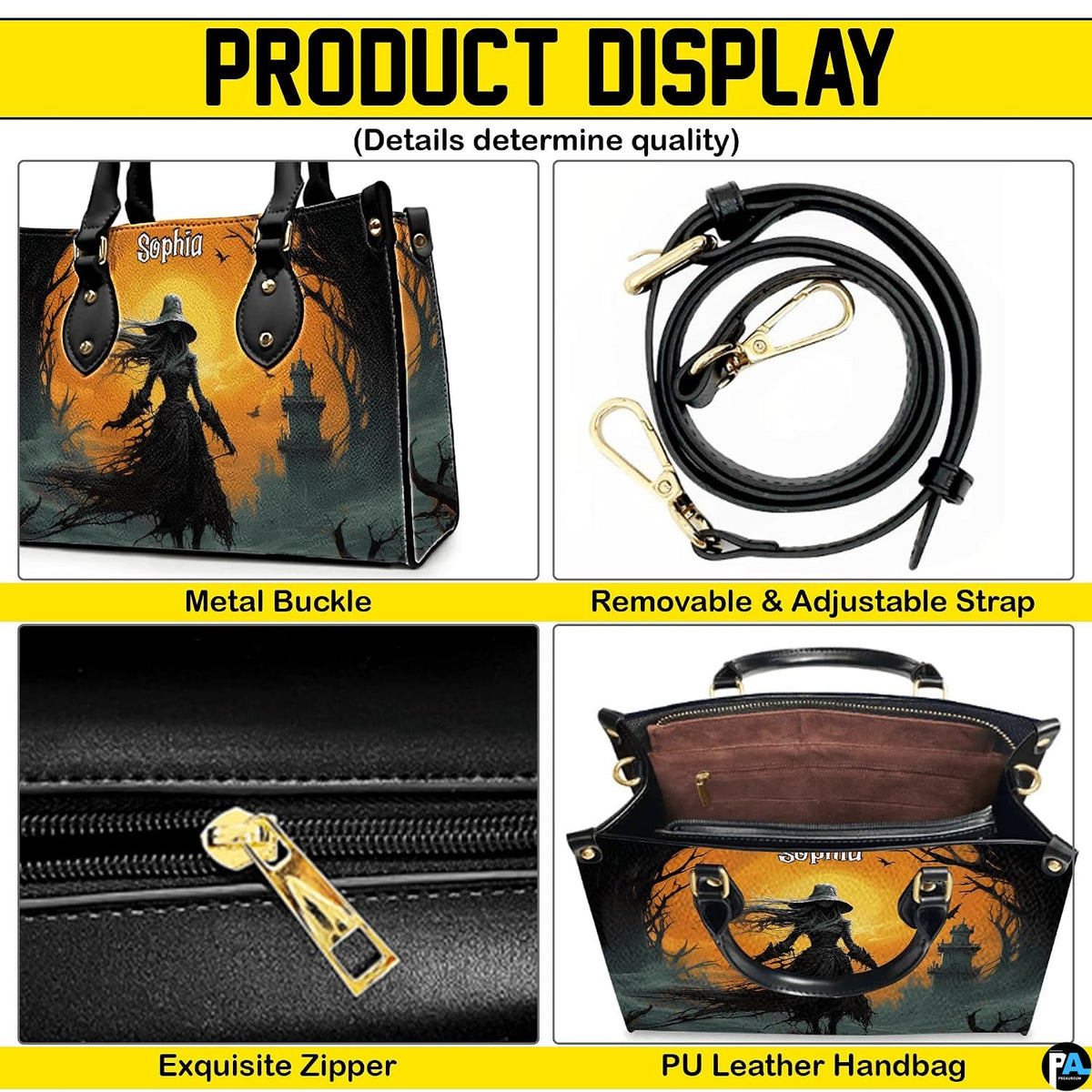 Visual demonstration showing handheld and over-the-shoulder styling options for the accessory.