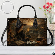 Personalized Witch Handbag with Purse, Custom Name Gothic Leather Bag Set for Women, Halloween Shoulder Bag, Witch Gift