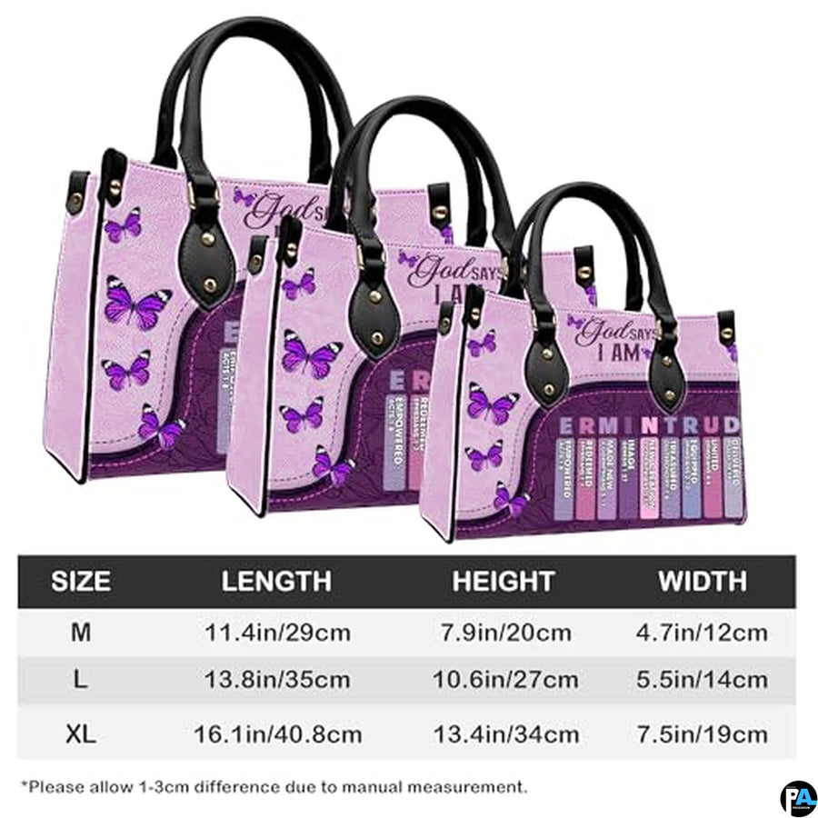 Personalized Christian Affirmations Butterflies Leather Handbag