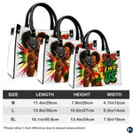 Three Afrocentric portrait handbag silhouettes on a comparison panel