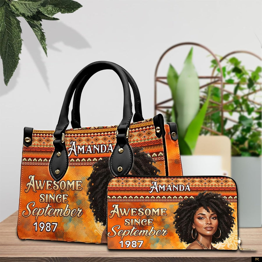 PREAUREUM "{split_values}" Personalized {collection_title} Leather Handbag