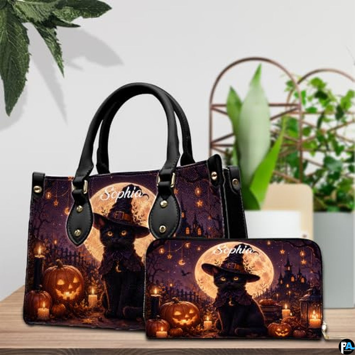 Black Cat Leather Bag – Vintage Cat Art Handbag, Stylish Animal-Themed Purse, Unique Gift for Cat Lovers