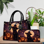 Black Cat Leather Bag – Vintage Cat Art Handbag, Stylish Animal-Themed Purse, Unique Gift for Cat Lovers