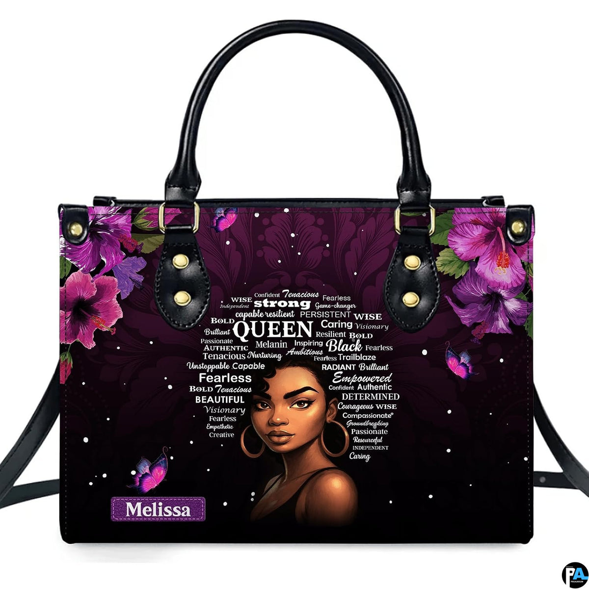 Personalized Leather Handbag for Black Women, Custom African Purse Bag Set, Birthday Meaningful Gifts for Mom, Friend