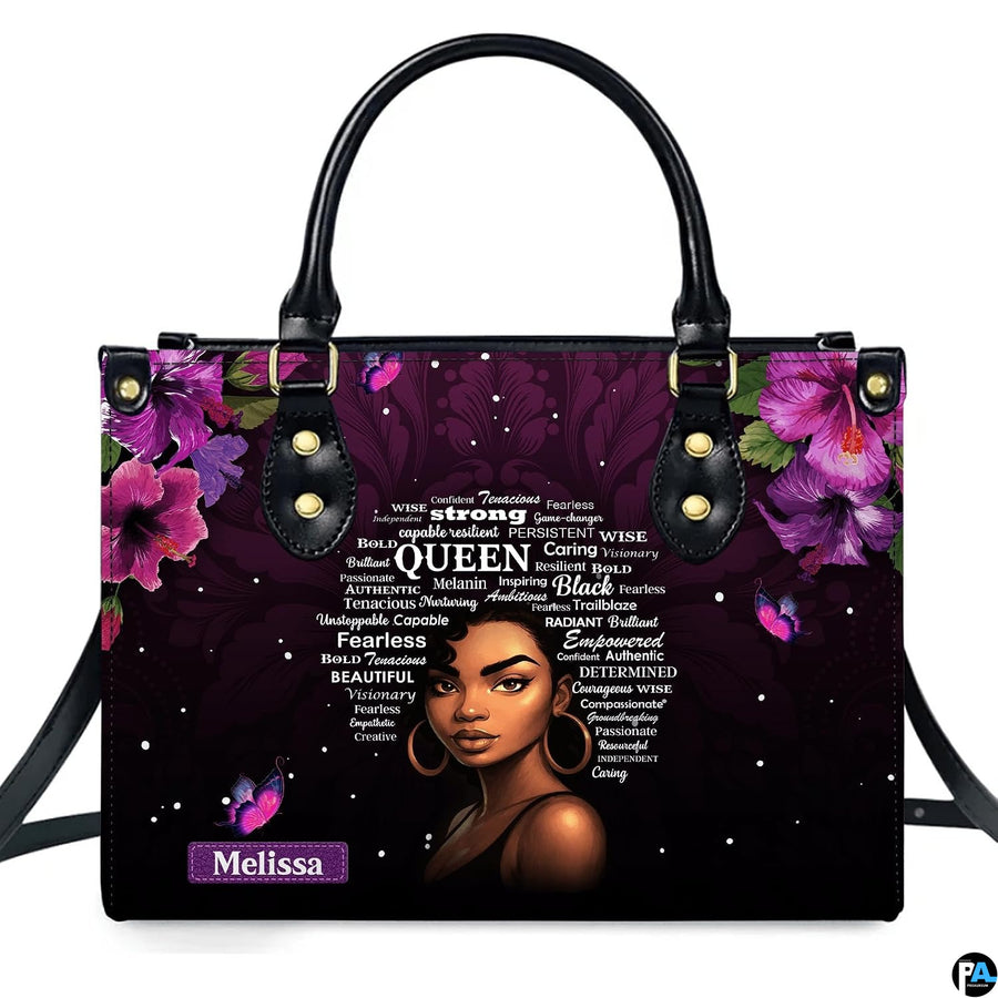 Personalized Leather Handbag for Black Women, Custom African Purse Bag Set, Birthday Meaningful Gifts for Mom, Friend