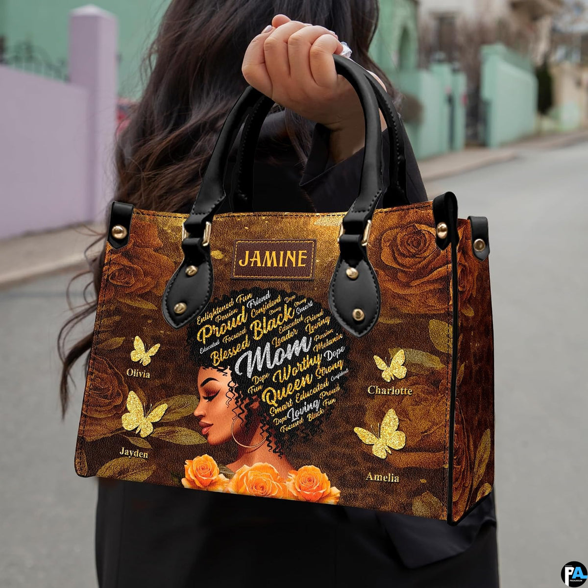 Outdoor perspective showing gold rose art accessory presented in natural daylight.