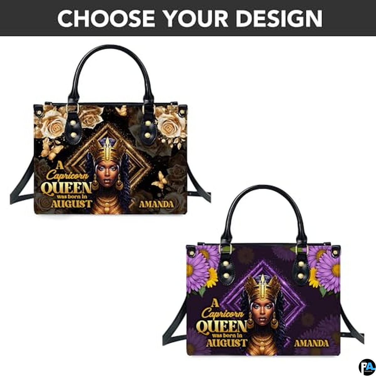Personalized Leather Handbag for Black Women, Custom African Purse Bag Set, Birthday Meaningful Gifts for Mom, Friend