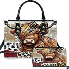 Highland Cow Leather Handbag Custom Cow Purse for Women Country Farm PU Leather Tote Gifts for Farmers Girls Mom Gift
