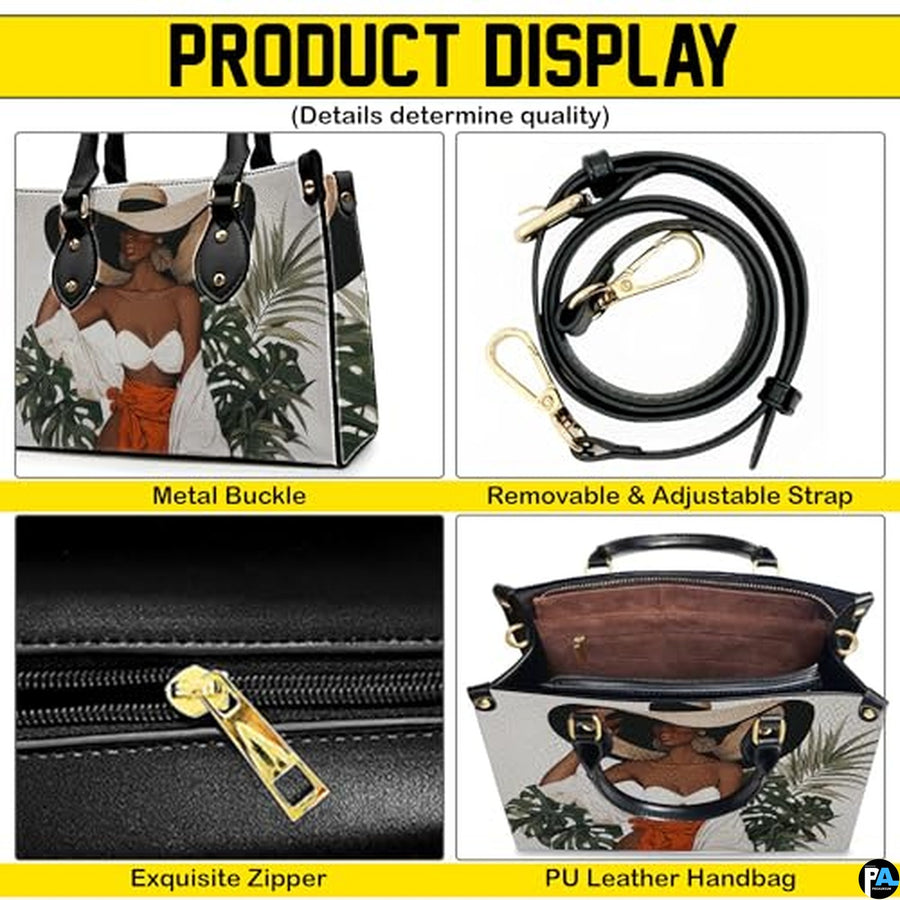 Personalized Tropical Black Woman Art Handbag