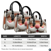 Size chart illustrating dimensions for medium, large, and extra-large sculpted Santa handbag options