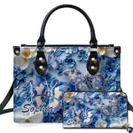 Blue and white porcelain butterfly handbag and matching wallet set