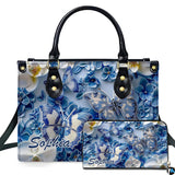Blue and White Porcelain Butterfly Handbag and Matching Wallet Set