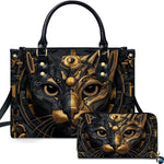 Black Cat Leather Bag – Vintage Cat Art Handbag, Stylish Animal-Themed Purse, Unique Gift for Cat Lovers