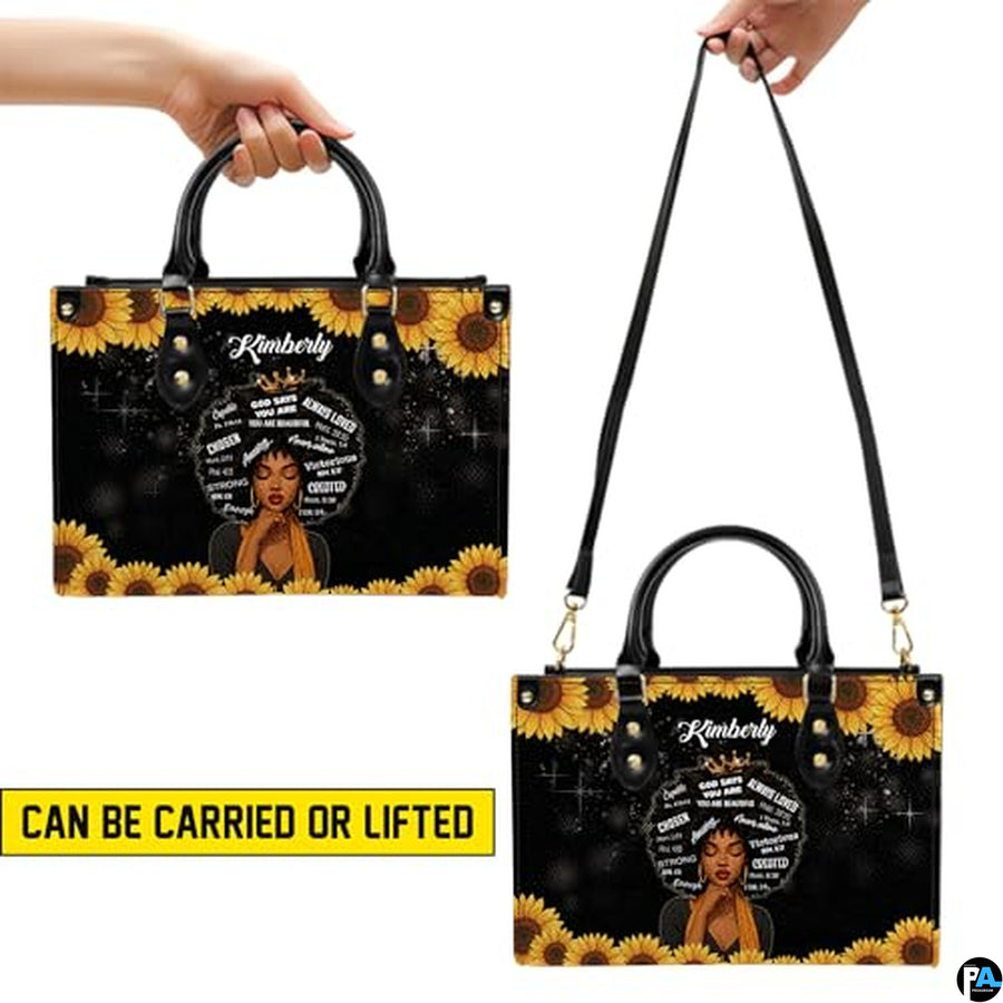 Personalized Leather Handbag for Black Women, Custom African Purse Bag Set, Birthday Meaningful Gifts for Mom, Friend