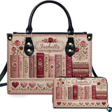 Pink Quilted Floral Book Handbag and Wallet Set