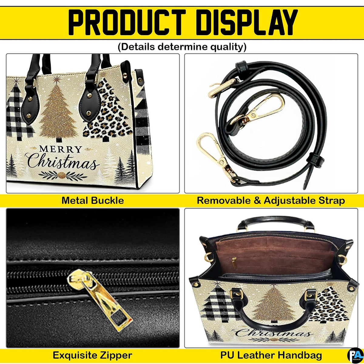 Detailed front view of matching personal organizer displaying coordinating holiday tree motif