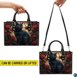 Black Cat Leather Bag – Vintage Cat Art Handbag, Stylish Animal-Themed Purse, Unique Gift for Cat Lovers