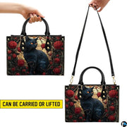 Black Cat Leather Bag – Vintage Cat Art Handbag, Stylish Animal-Themed Purse, Unique Gift for Cat Lovers