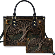 Personalized Animal Leather Handbag – Custom Name Flowers with 2D Print with 3D Effect – Gift for Gramma, Mom, Daughter