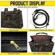 Personalized Animal Leather Handbag – Custom Name Flowers with 2D Print with 3D Effect – Gift for Gramma, Mom, Daughter