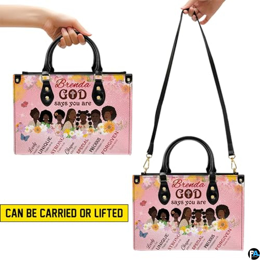 Personalized Leather Handbag for Black Women, Custom African Purse Bag Set, Birthday Meaningful Gifts for Mom, Friend