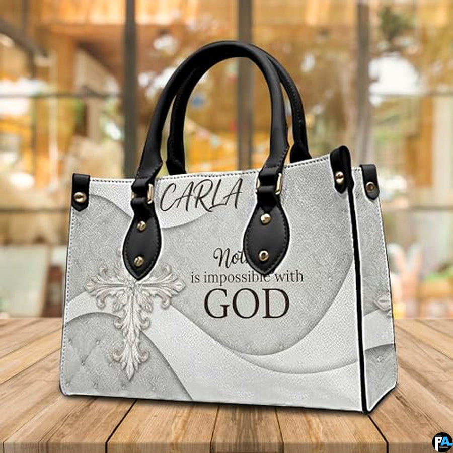 Personalized Christian Leather Handbag – Custom Purse Faith Gift for Mom, Grandma, Women Birthday or Christmas