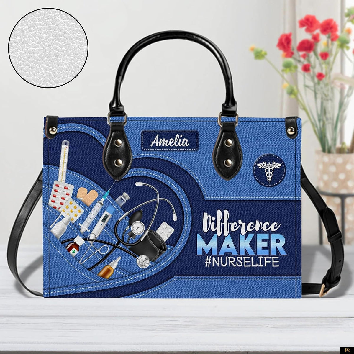 PREAUREUM "{split_values}" Personalized {collection_title} Leather Handbag