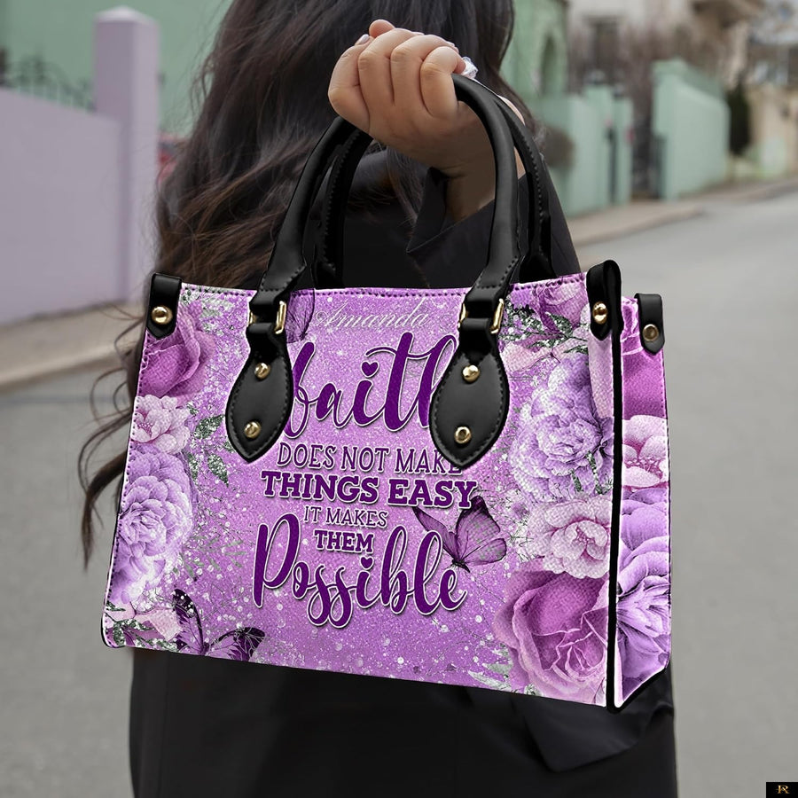 PREAUREUM "{split_values}" Personalized {collection_title} Leather Handbag