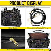 Personalized Halloween Leather Handbag – Custom Witch 3D Printing Effect Purses For Women – Spooky Gothic Shoulder Bag