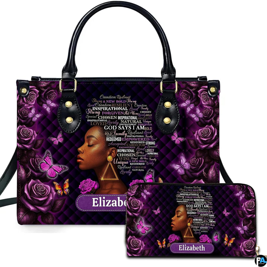 Personalized African American Leather Bag, African Purse, Gifts for Black Girl Women, Black History Handbags