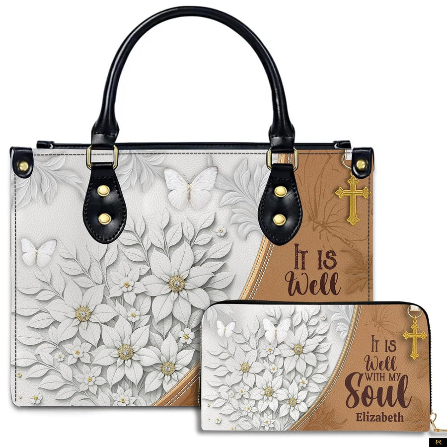 PREAUREUM "{split_values}" Personalized {collection_title} Leather Handbag