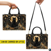 Black Cat Leather Bag – Vintage Cat Art Handbag, Stylish Animal-Themed Purse, Unique Gift for Cat Lovers