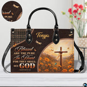 Interior compartment view displaying lining and pocket organization of cross handbag.