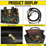 Product detail view highlighting buckle hardware, removable shoulder strap, zipper, and interior cavity