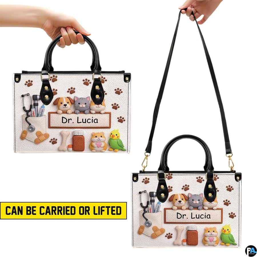 Top down view of veterinary handbag displaying spacious interior opening