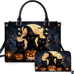 Black Cat Leather Bag – Vintage Cat Art Handbag, Stylish Animal-Themed Purse, Unique Gift for Cat Lovers