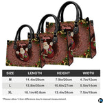 Measurement chart indicating product dimensions for holiday chimney handbag.