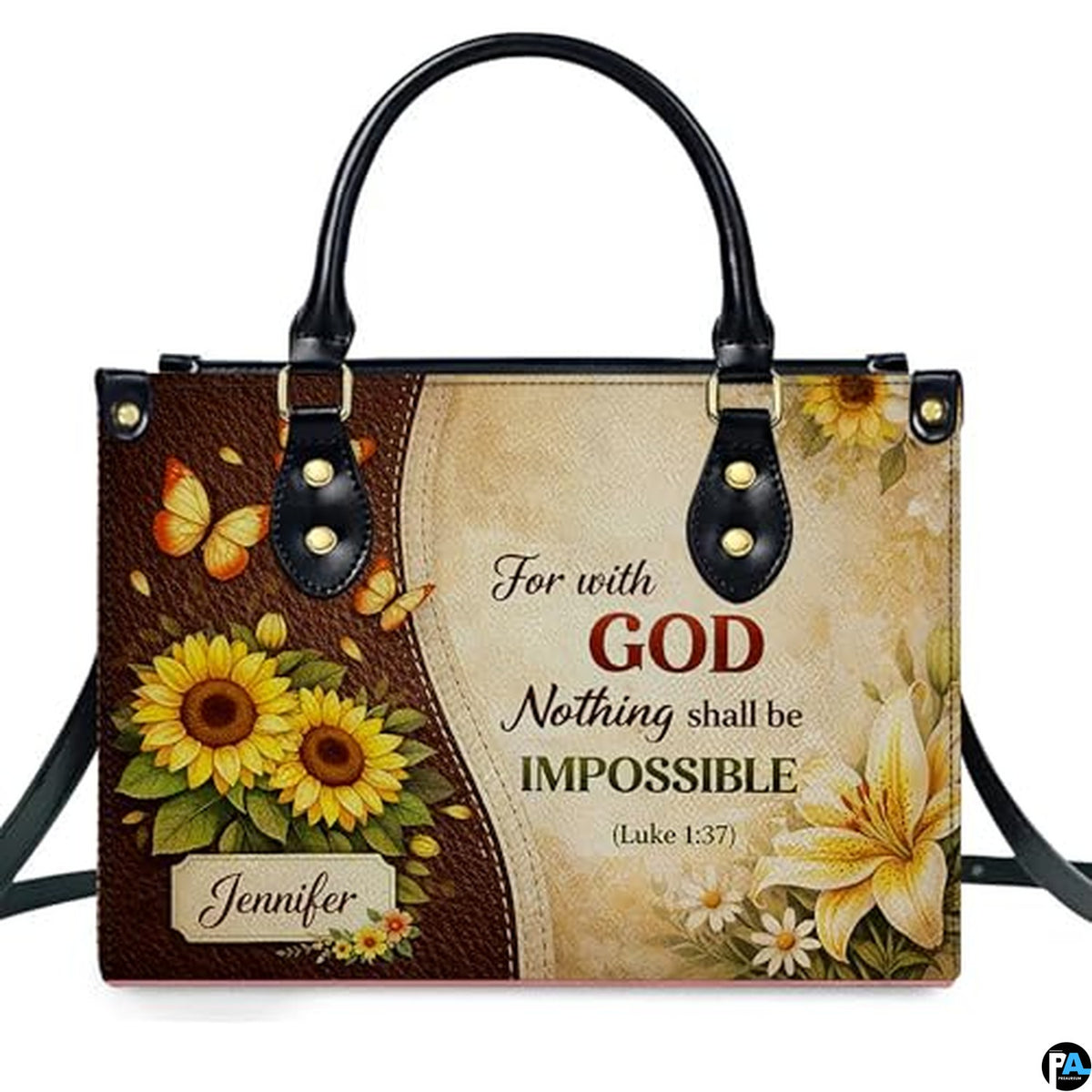 Personalized Christian Leather Handbag – Custom Purse Faith Gift for Mom, Grandma, Women Birthday or Christmas