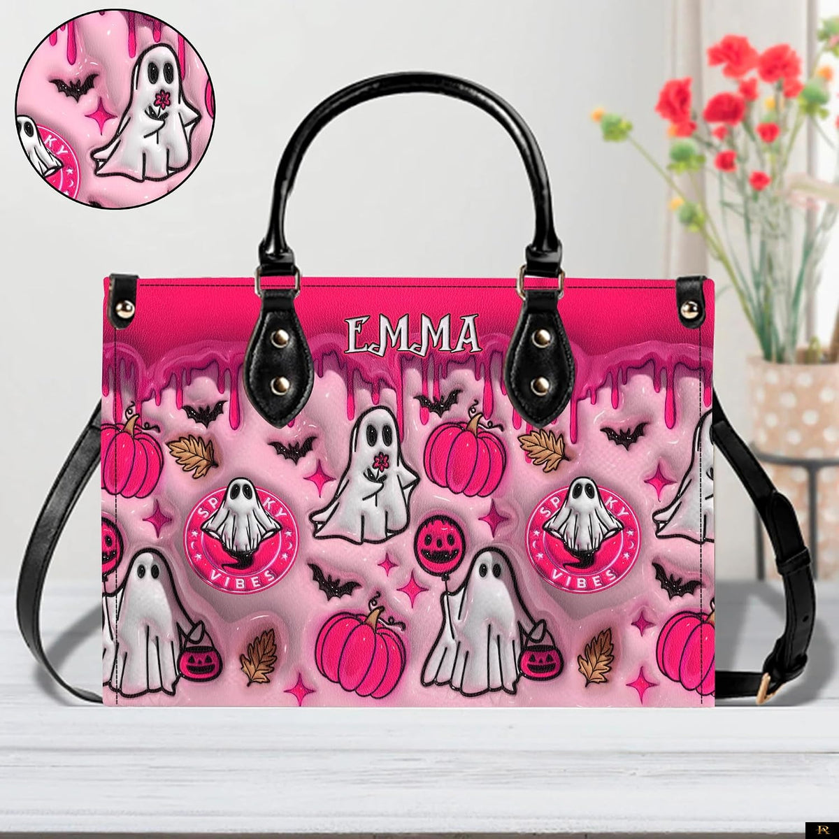 PREAUREUM "{split_values}" Personalized {collection_title} Leather Handbag