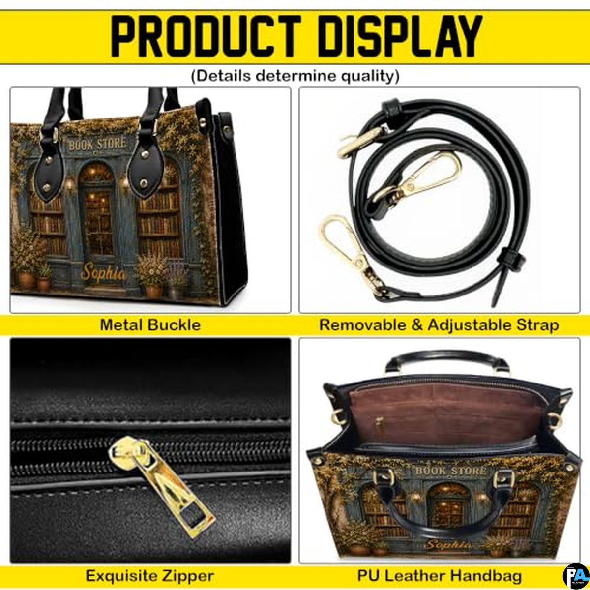 Bookstore Leather Bag, Book Purse for Book Lovers, Shoulder Bag