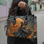 Personalized Halloween Leather Handbag – Custom Witch 3D Printing Effect Purses For Women – Spooky Gothic Shoulder Bag