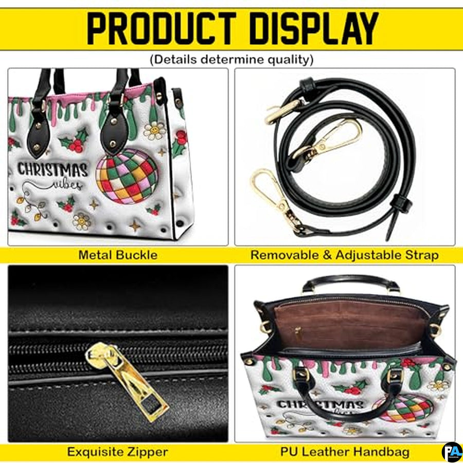 Personalized Christmas Decorations Drip Art Handbag, Removable Strap