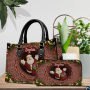 Infographic displaying hardware fixtures, carrying straps, and zipper detailing of Christmas handbag.
