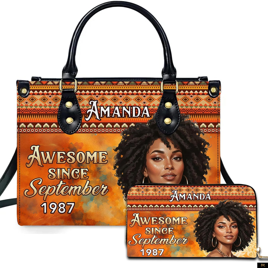 PREAUREUM "{split_values}" Personalized {collection_title} Leather Handbag