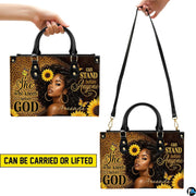 Visual demonstration displaying dual carrying positions of the faith sunflower illustration.