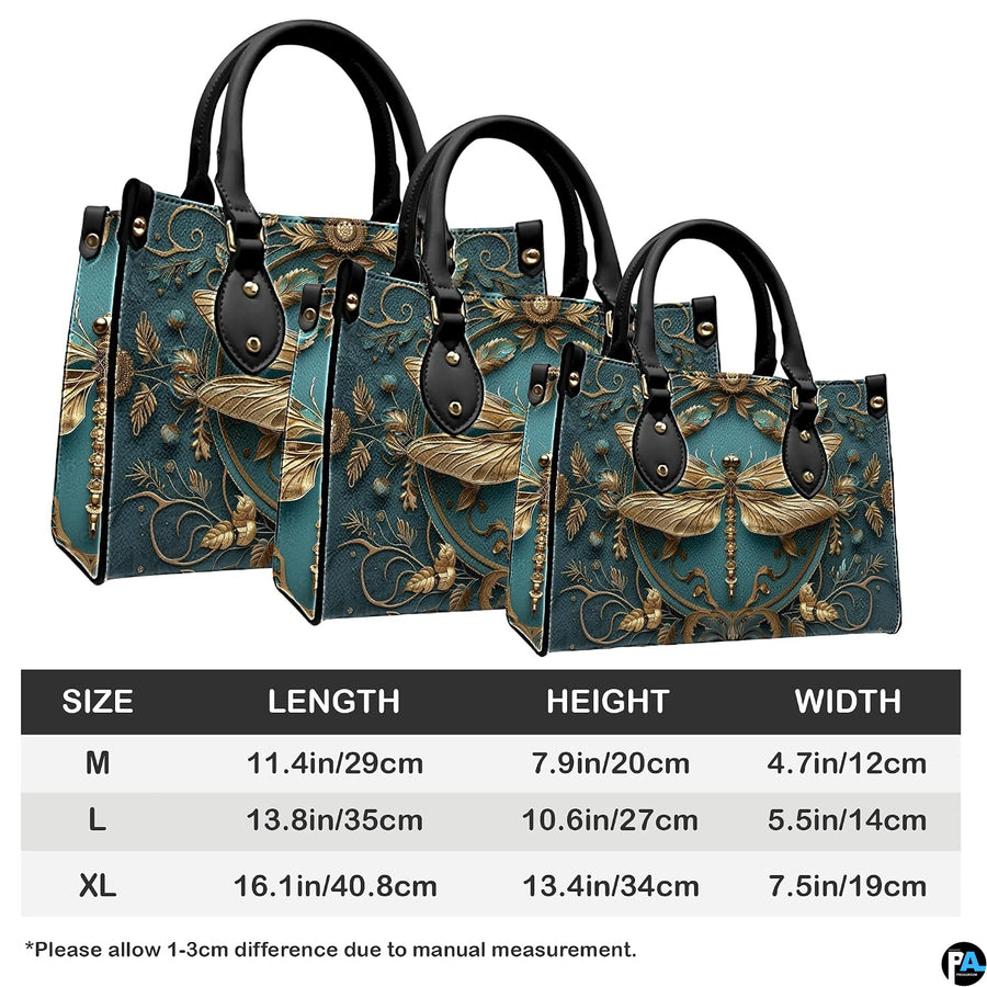 Handbag sizing chart comparing dimensions across Medium, Large, and Extra Large options