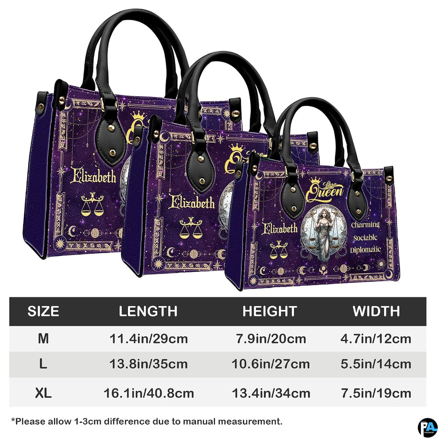 Proportional scaling graphic outlining dimensions for Celestial Scales Satchel Handbag.