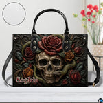 Personalized Halloween Gothic Leather Handbag Custom Raven Black Cat Purse Dark Fantasy Shoulder Bag Gift for Women