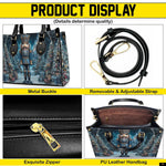 PREAUREUM "Santa, Snowman & Nutcracker Prints Festive Purse" Personalized Christmas Leather Handbag